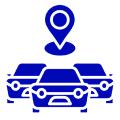 Three-car fleet with location pin icon